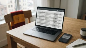 Süper-Lig-Wettanbieter in Deutschland: Laptop zeigt Wettquoten und Tabellenvergleich