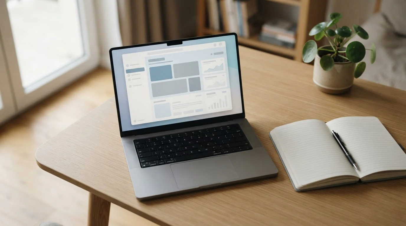 Moderne Online-Banking-Oberfläche auf einem Laptop mit neutralen Zahlungsoptionen im Fokus