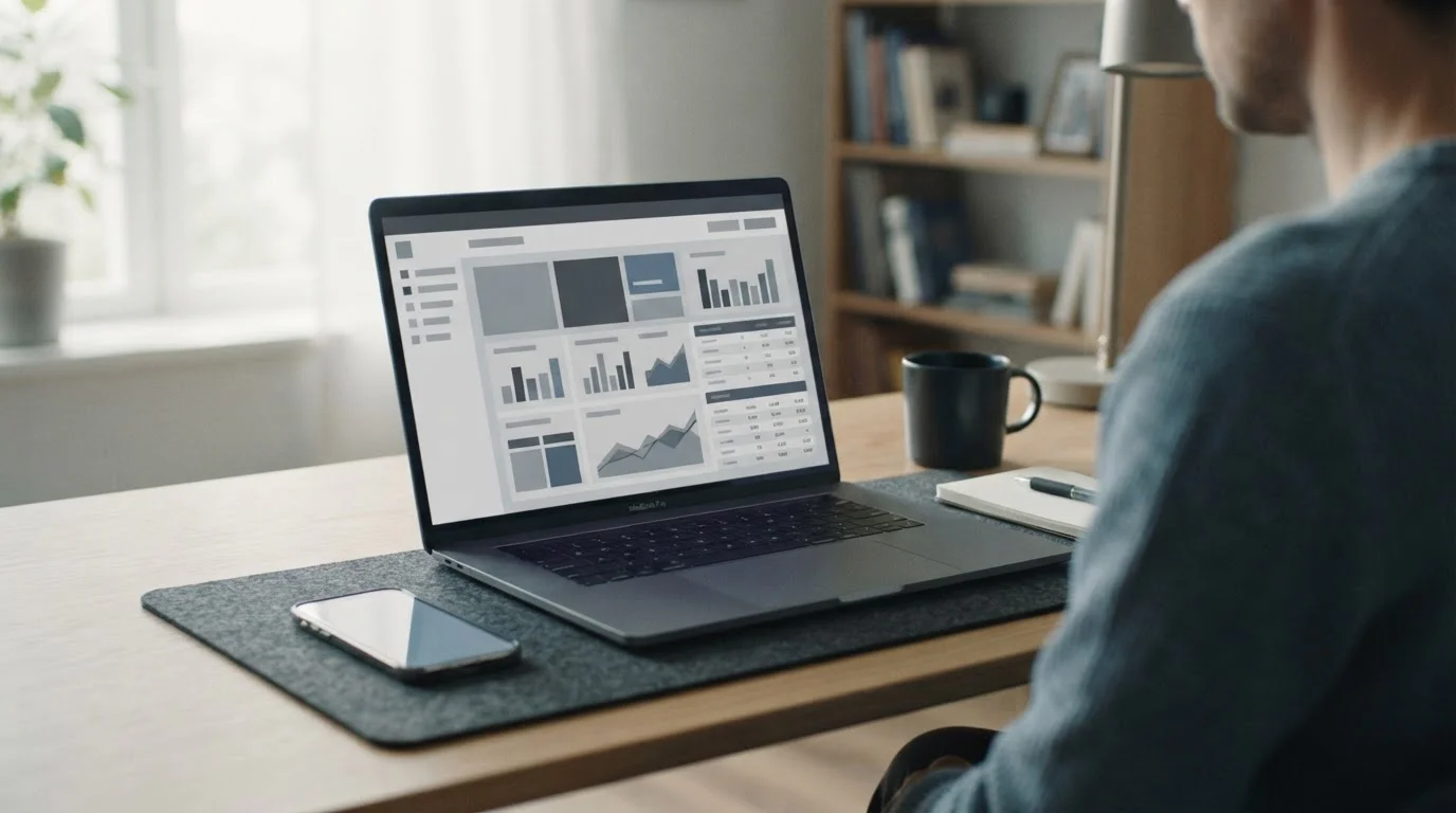 Desktop mit geöffnetem Laptop und neutralem Interface zum Thema Wettanbieter ohne Anmeldung