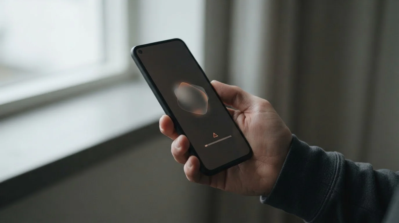 Hand hält Smartphone mit Eingabemaske für Zahlungsbetrag und Identifikationshinweis