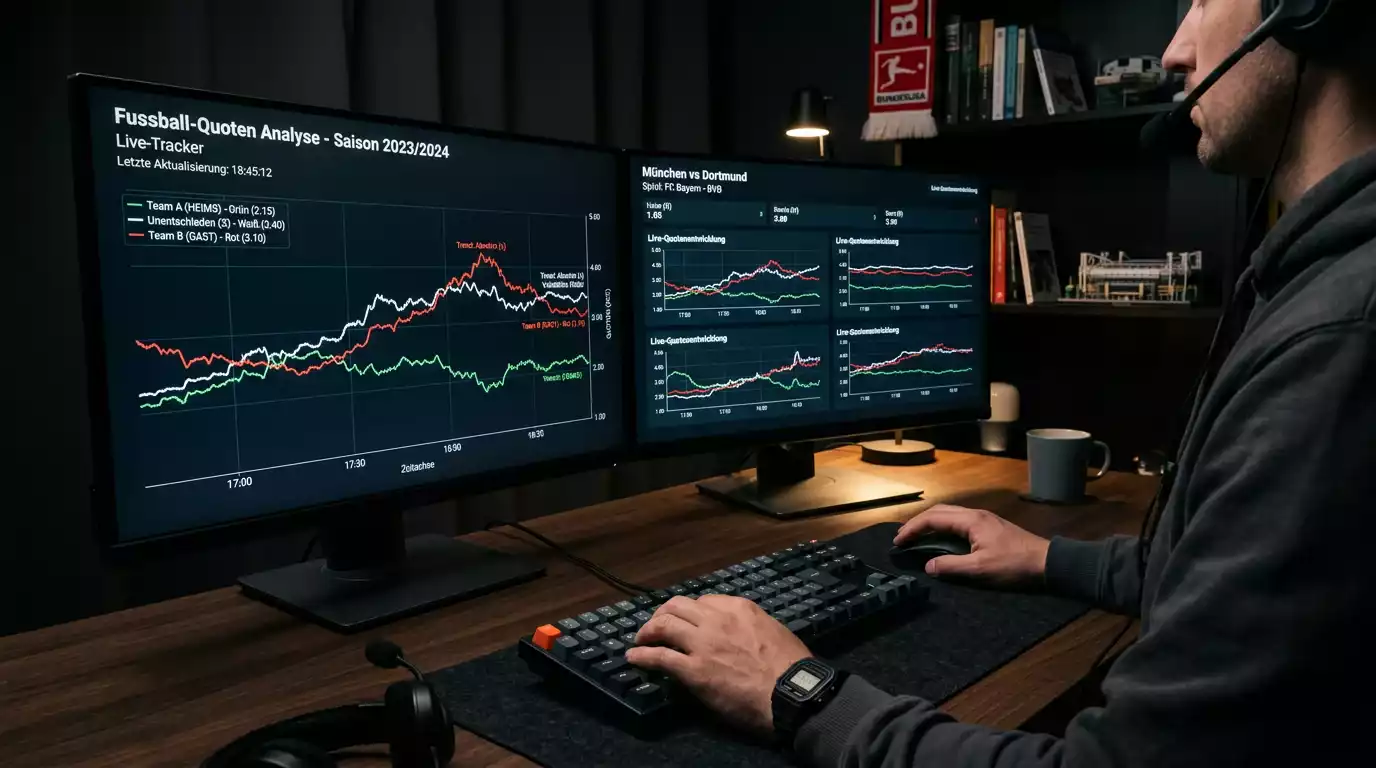 Quotenverlauf auf einem Monitor mit steigenden und fallenden Linien